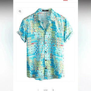VATPAVE Mens Floral Hawaiian Shirts Short Sleeve Button Down Beach Shirt XXL